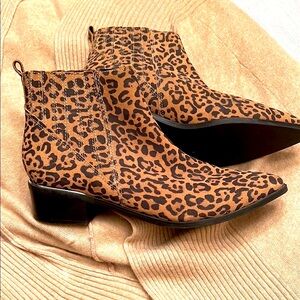 Marc Fisher Brown Leopard Ankle Booties